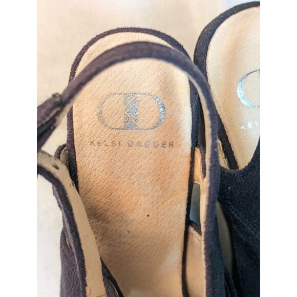 Kelsi Dagger Black Wedge Strap‎ Sandal Womens Size 8 - Picture 12 of 15